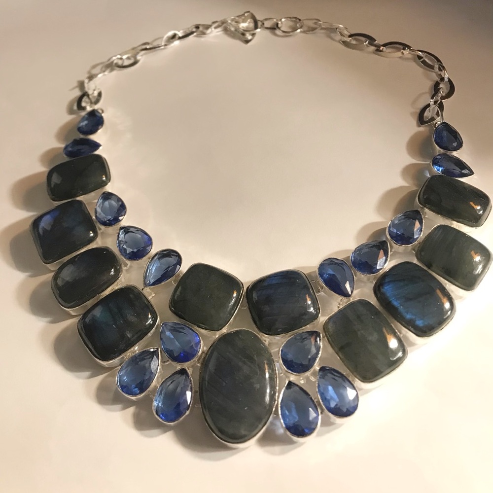 Tanzanite Labradorite Stamped 925 Sterling Silver Necklace